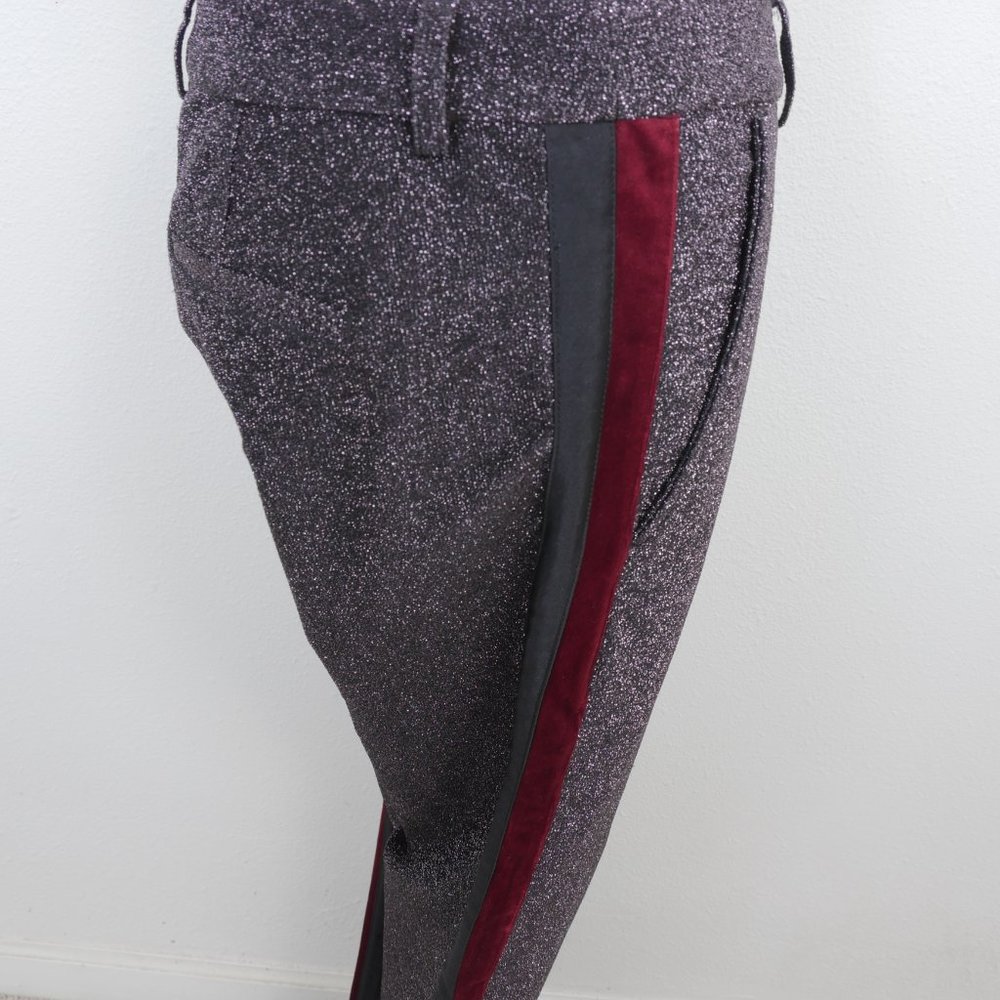 Scotch & Soda Black Red Wine Side Stripe Metallic Glitter Low Rise Size SZ Pant - Picture 11 of 16